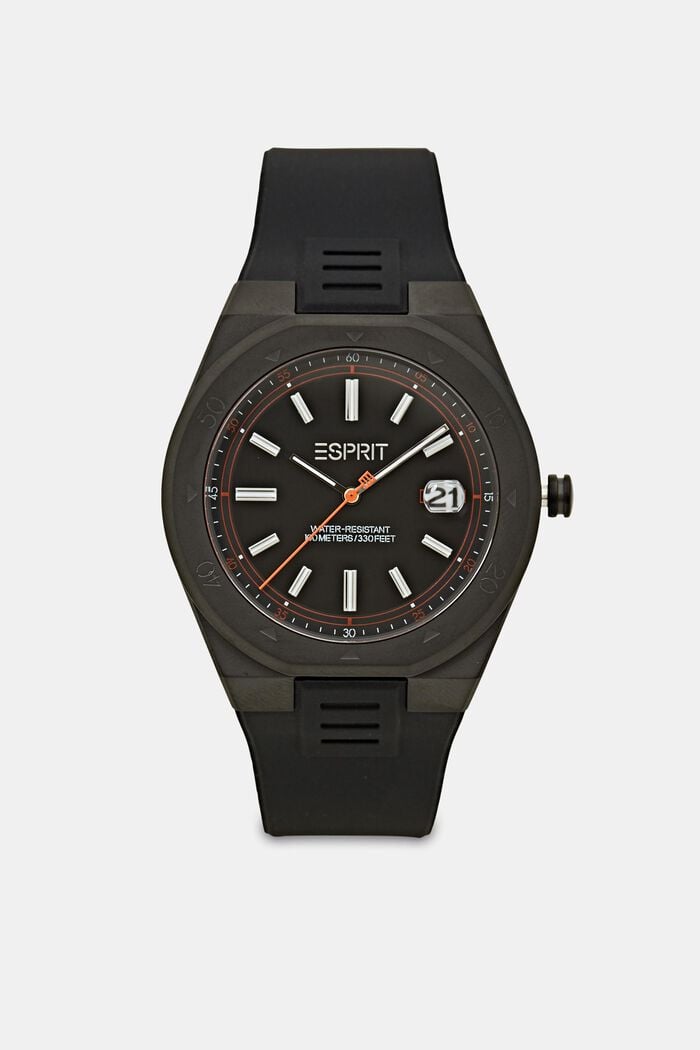 Reloj con pulsera de silicona, BLACK, overview