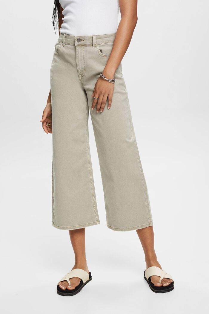 Pantalón culotte de tiro alto con perneras anchas, DUSTY GREEN, detail image number 0