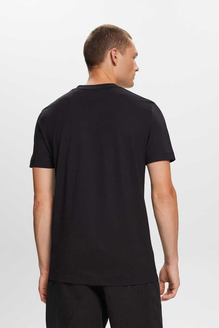 Camisa de tejido jersey con cuello en pico, 100 % algodón, BLACK, detail image number 3
