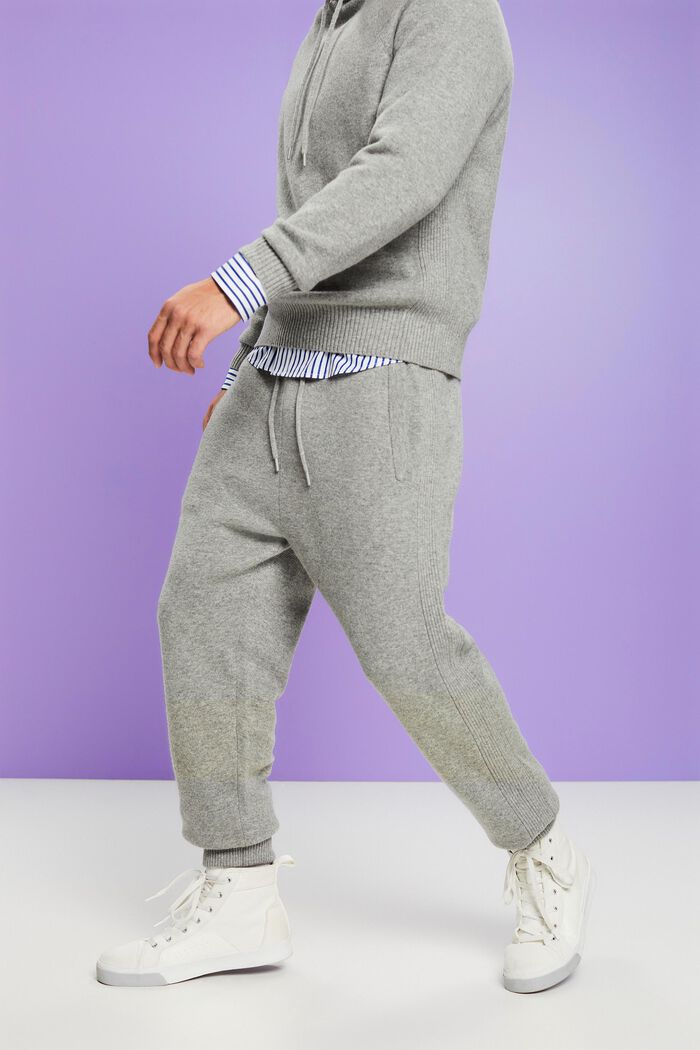 Pantalón deportivo unisex de punto con lana y cachemir, LIGHT GREY, detail image number 1