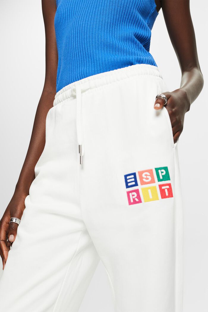 Pantalón deportivo de algodón ecológico con logotipo bordado, OFF WHITE, detail image number 2