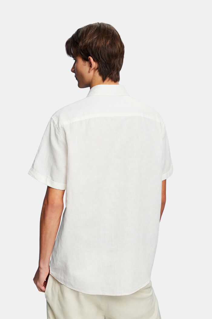 Camisa de manga corta confeccionada en una mezcla de lino y algodón, OFF WHITE, detail image number 3