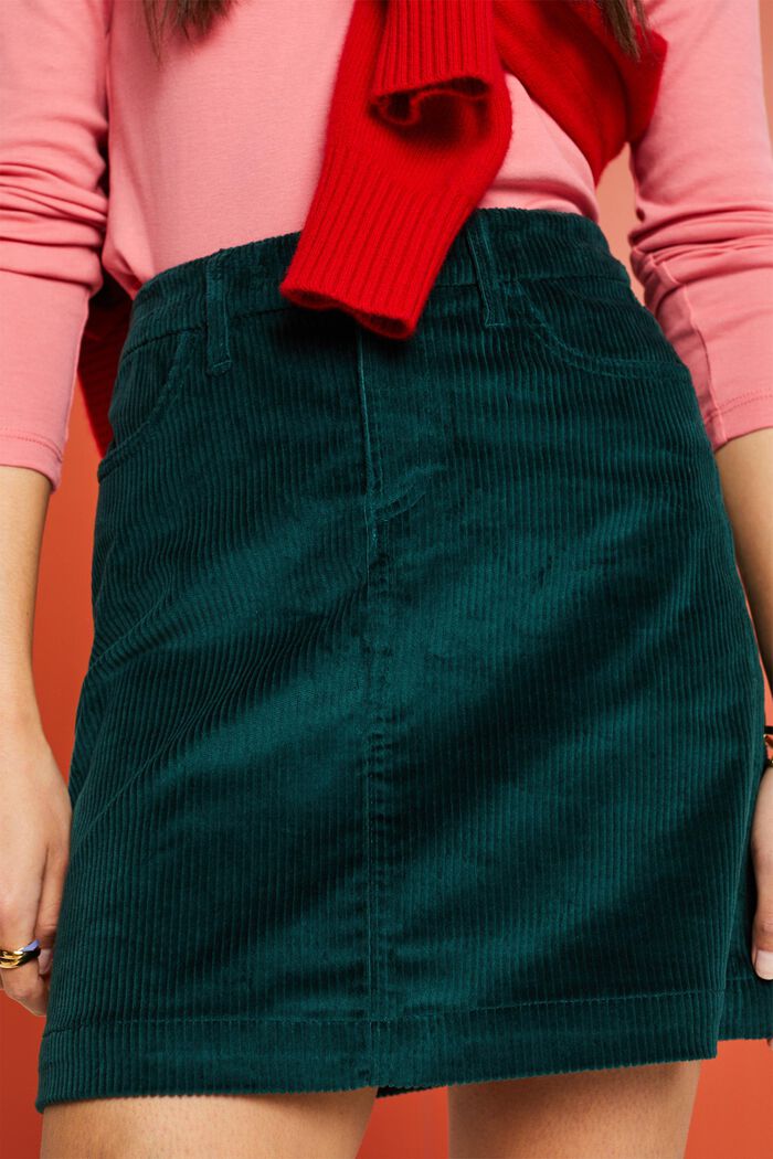 Minifalda de pana, EMERALD GREEN, detail image number 3