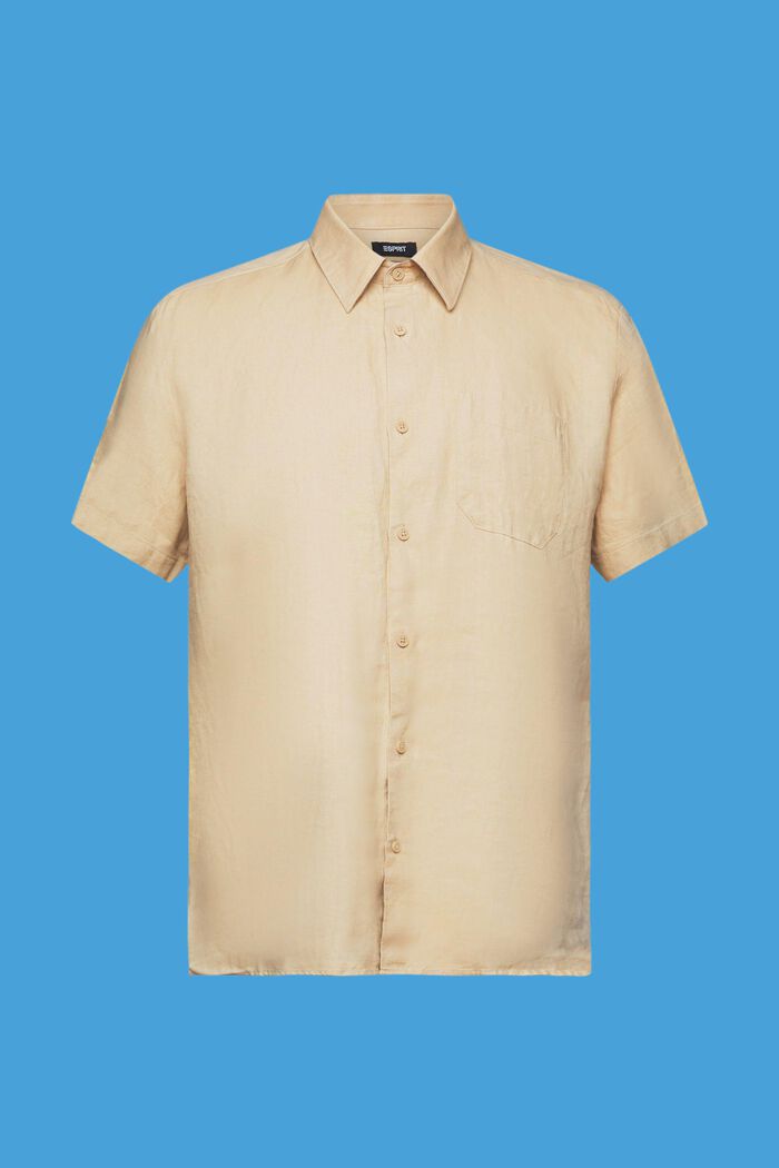 Camisa de lino con manga corta, SAND, detail image number 5