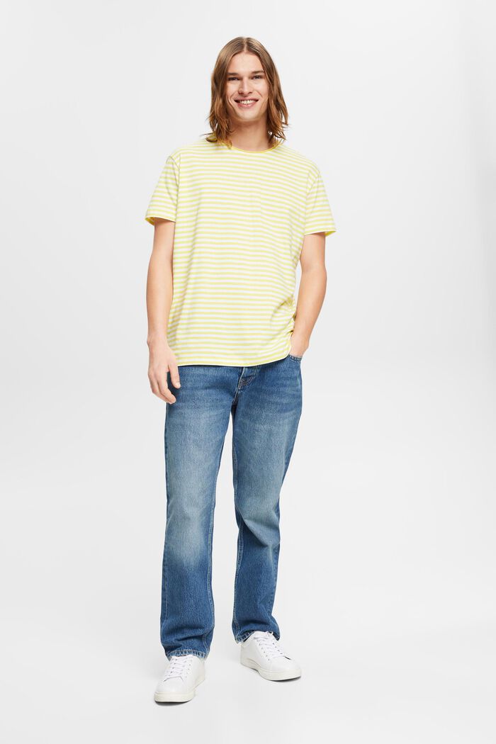 Camiseta de punto con estampado de rayas, BRIGHT YELLOW, detail image number 4