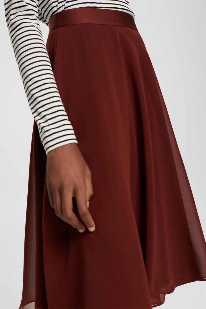 Reciclado: falda midi en gasa, BORDEAUX RED, detail image number 2