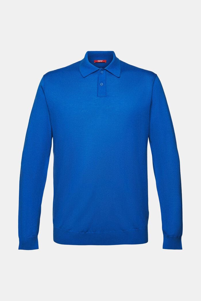Jersey de lana con cuello de polo, BRIGHT BLUE, detail image number 6