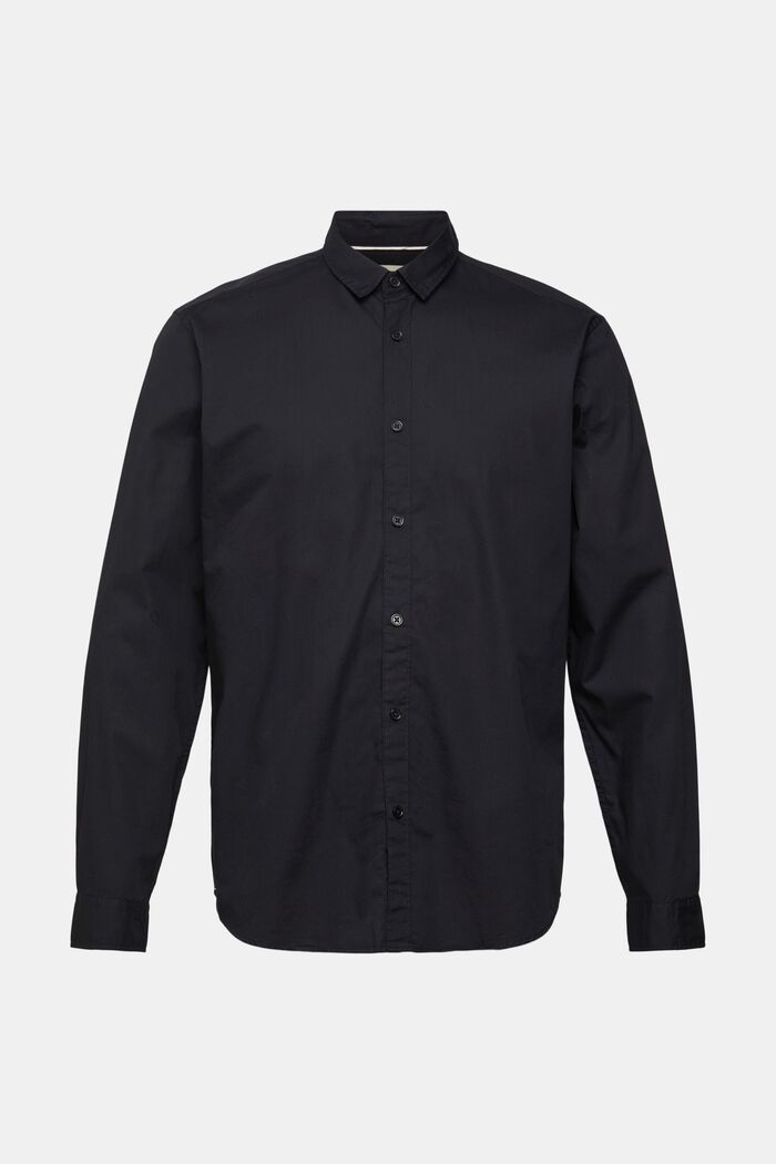 Camisa de algodón sostenible con corte ceñido, BLACK, detail image number 5