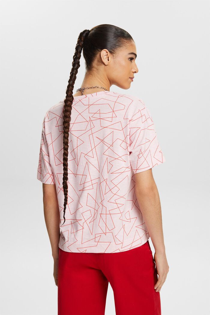 Camiseta de algodón estampada con cuello en pico, LIGHT PINK, detail image number 2
