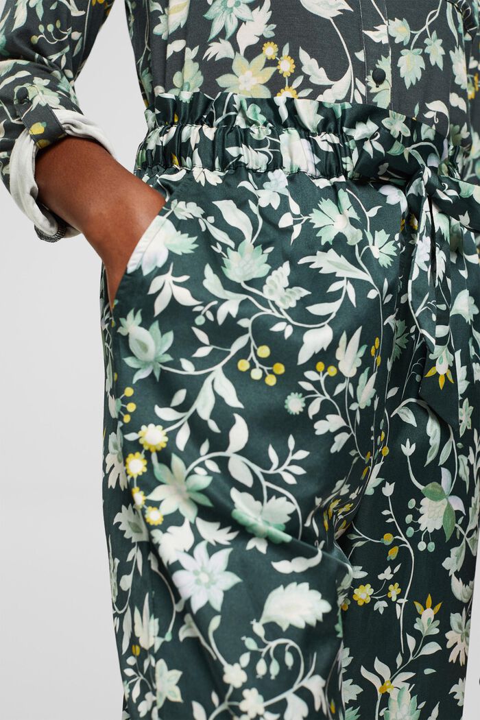 Con seda: pantalón de pijama con cintura paper bag, DARK TEAL GREEN, detail image number 5