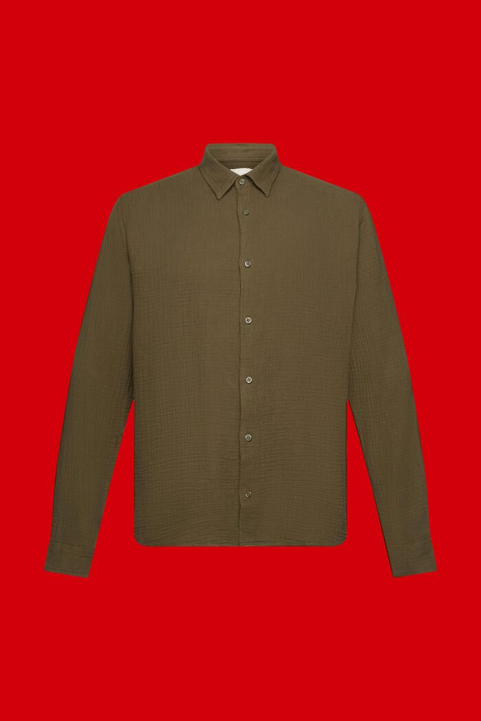 Camisa de muselina en algodón sostenible, KHAKI GREEN, detail image number 6