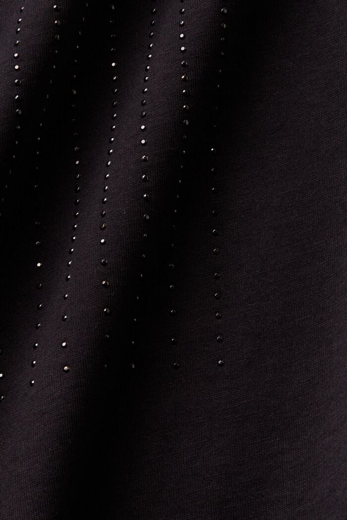 Camiseta de jersey con piedras brillantes, BLACK, detail image number 5