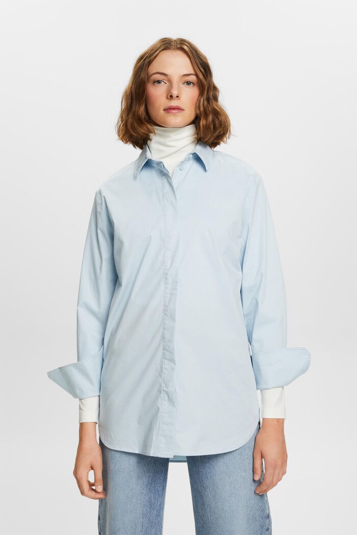 Blusa camisera con corte holgado, LIGHT BLUE, detail image number 0