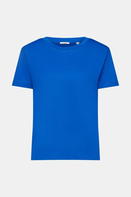 Camiseta de algodón con cuello redondo, BLUE, overview