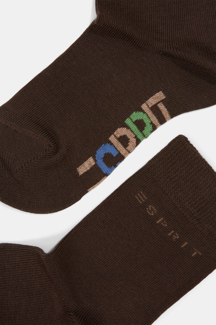 Pack de 2 pares de calcetines en mezcla de algodón con logotipo, DARK BROWN, detail image number 1
