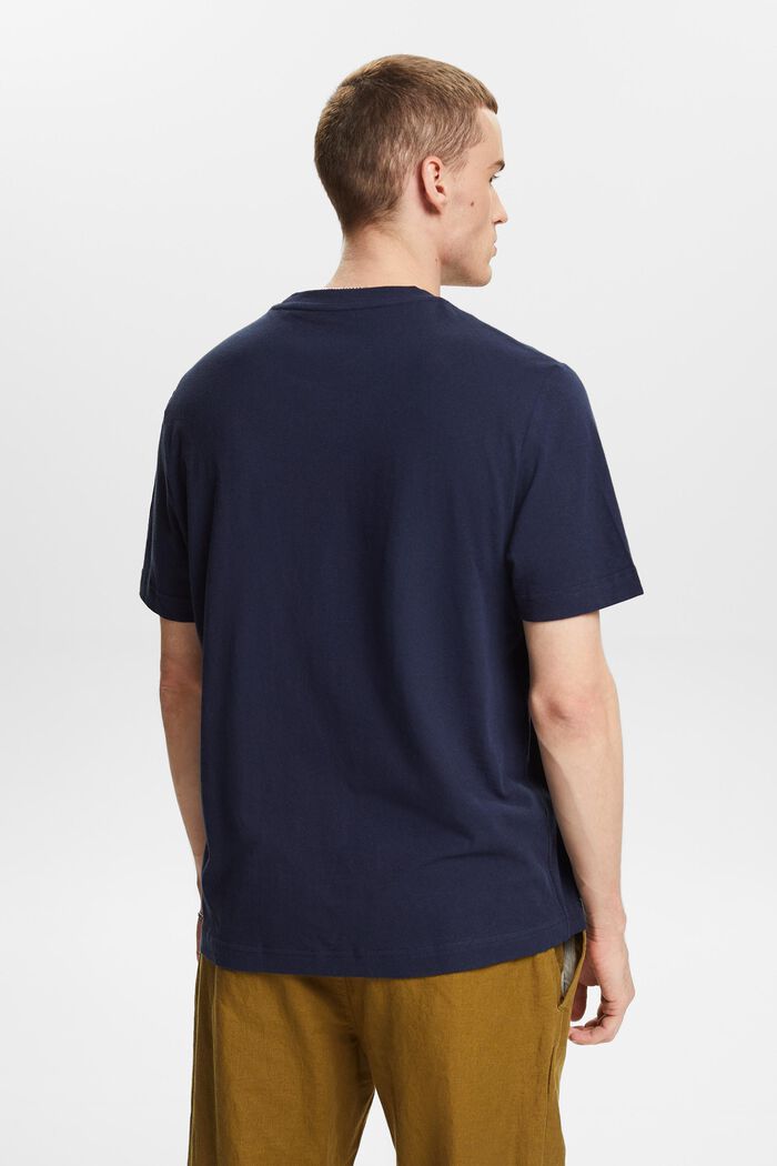 Camiseta de algodón y lino, NAVY, detail image number 2