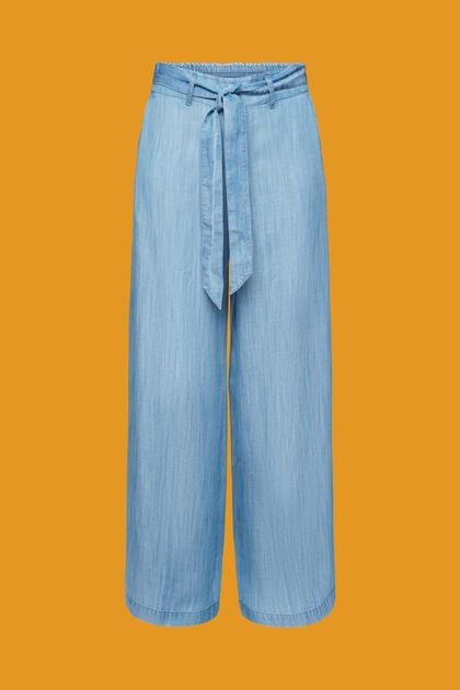 Pantalones de pernera ancha con cinturón de anudar, TENCEL™ lyocell