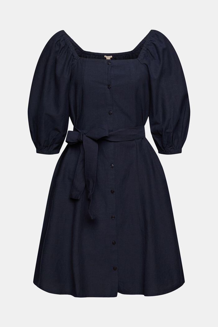 Con lino: vestido con tira de botones, NAVY, detail image number 7