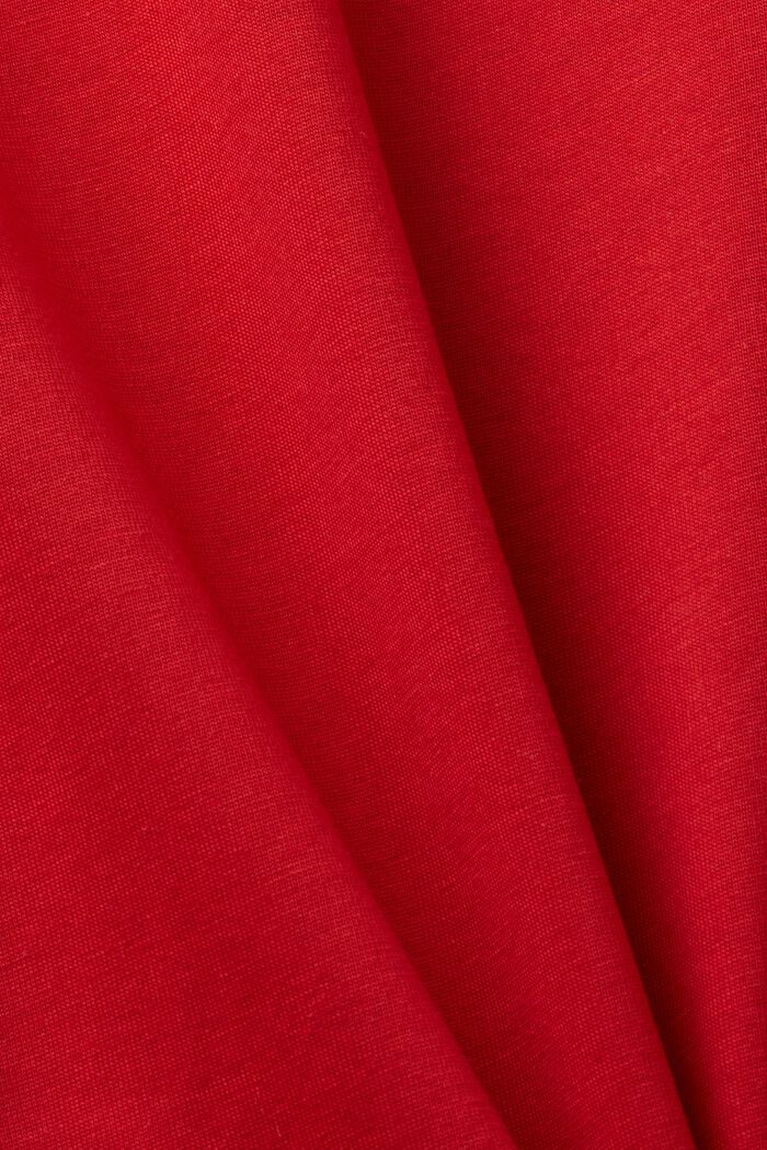 Camisa de tejido jersey con cuello en pico, 100 % algodón, DARK RED, detail image number 5