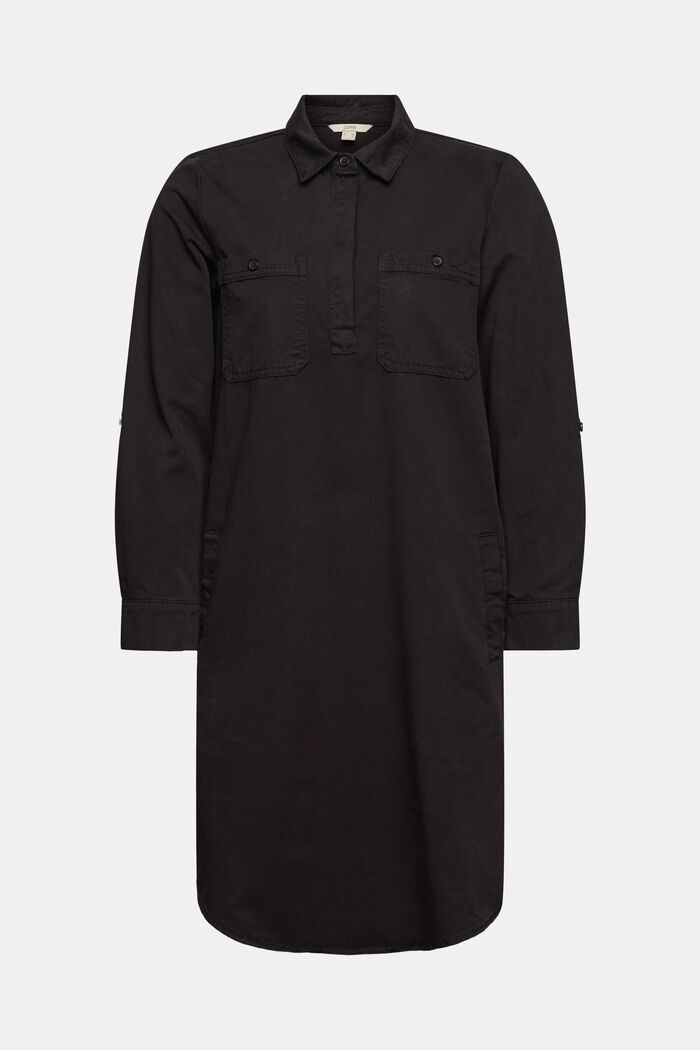 Vestido de lona en 100% algodón Pima, BLACK, detail image number 6