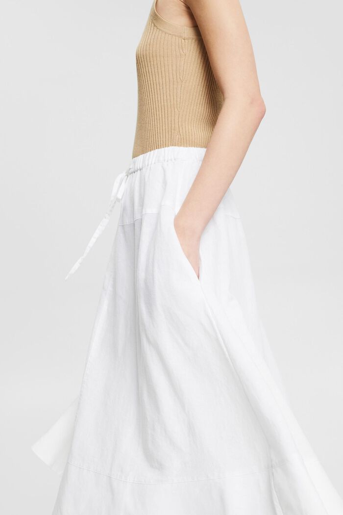 Falda midi en mezcla de lino, WHITE, detail image number 2