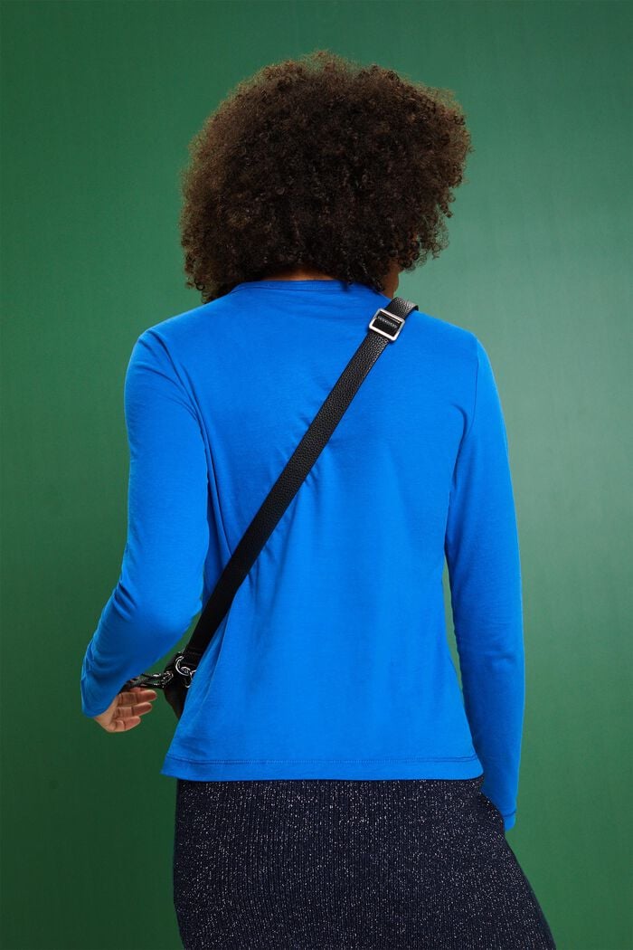Camiseta ceñida de manga larga con cuello redondo, BRIGHT BLUE, detail image number 3
