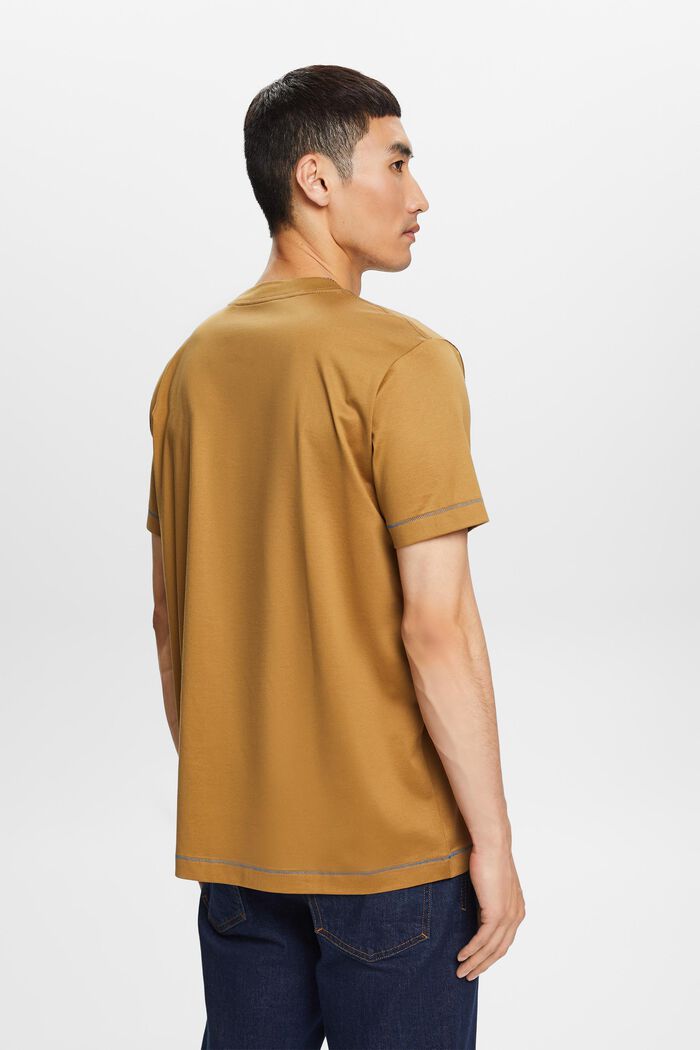 Camiseta de tejido jersey con cuello redondo, 100 % algodón, TOFFEE, detail image number 3