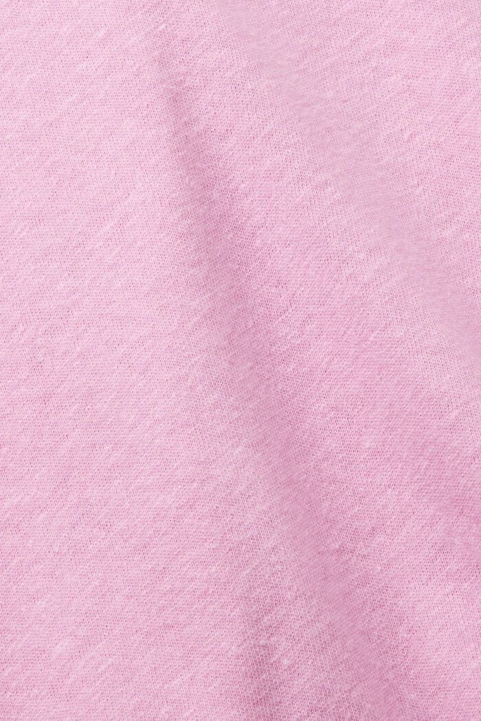 Camiseta de mezcla de lino con cuello en pico, LIGHT PINK, detail image number 6