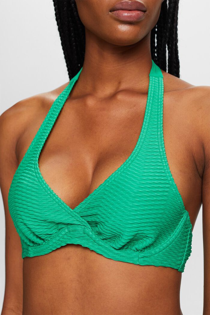 Reciclado: sujetador de bikini con aros y textura, GREEN, detail image number 1