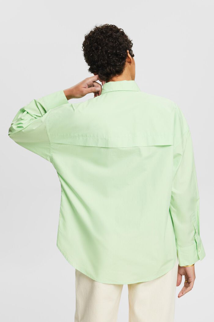 Camiseta de cuello abotonado, popelina de algodón, LIGHT GREEN, detail image number 3