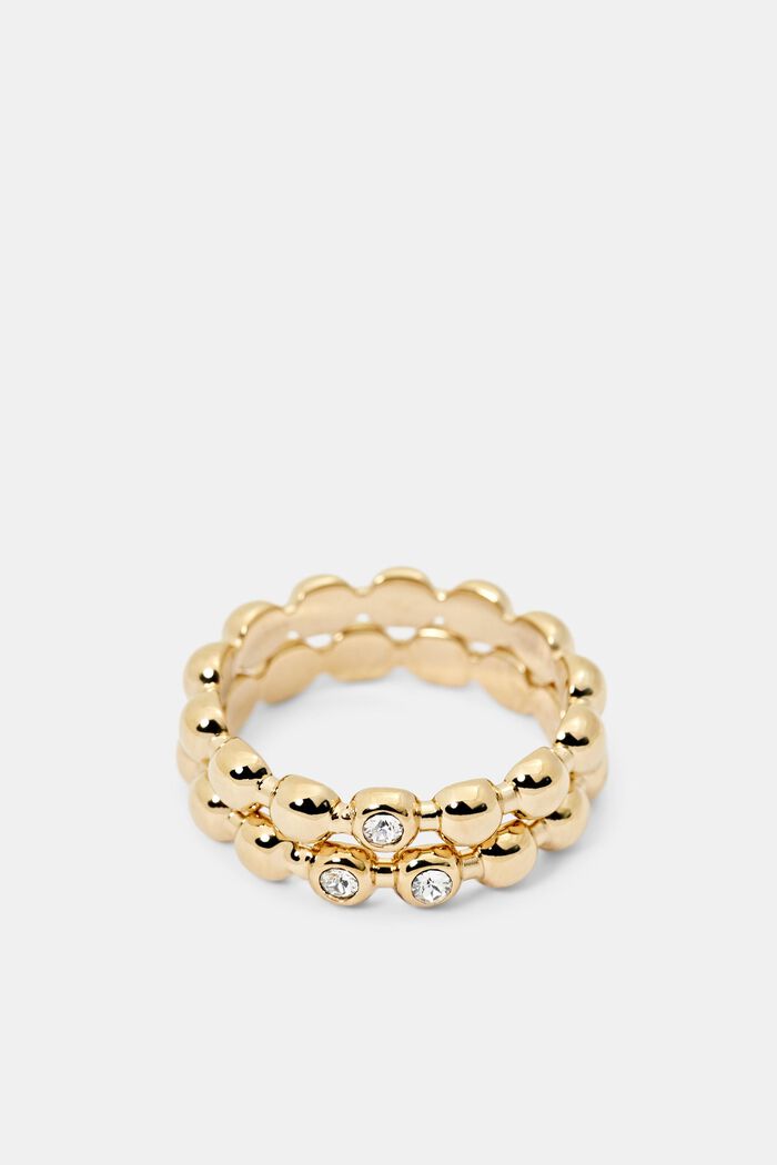 Conjunto de anillos en acero inoxidable con circonita, GOLD, detail image number 0