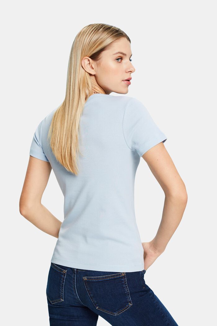 Camiseta de algodón con cuello en pico, LIGHT BLUE, detail image number 2