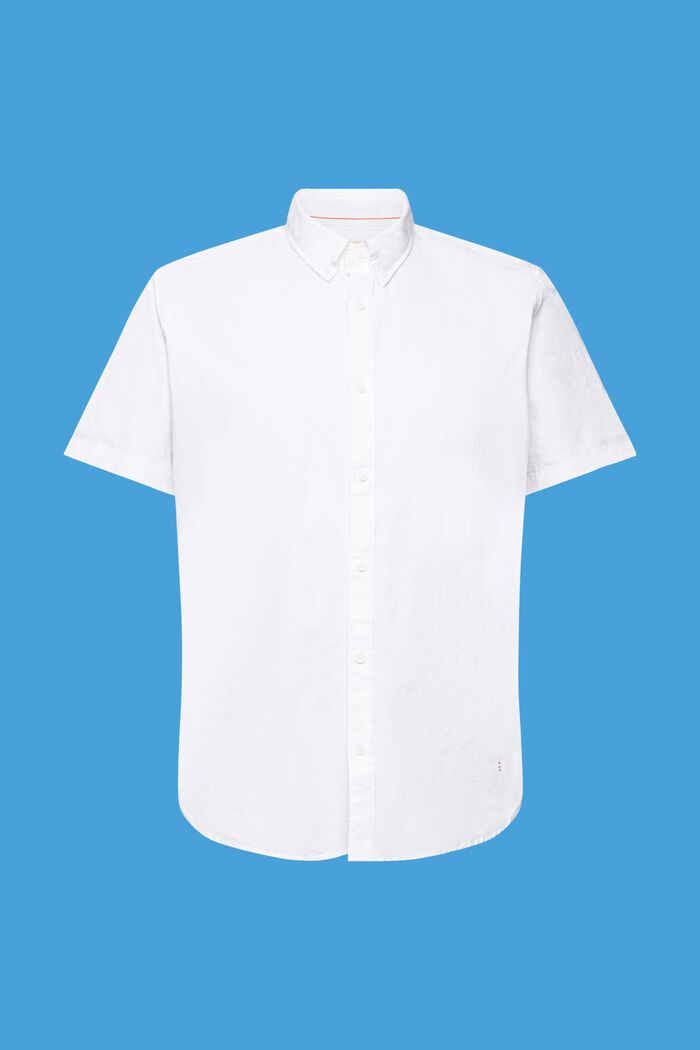 Camisa de algodón con cuello abotonado, WHITE, detail image number 4