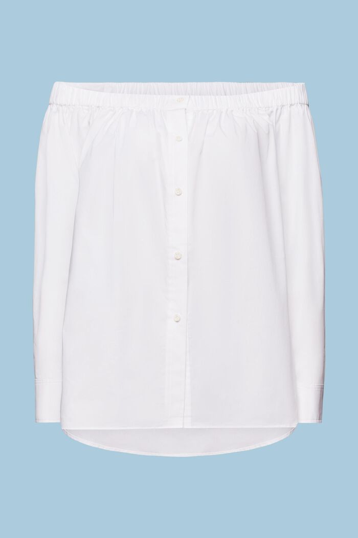 Blusa de popelina con hombros descubiertos, WHITE, detail image number 6