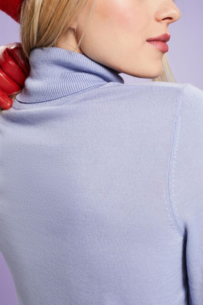 Jersey de lana con cuello alto, LIGHT BLUE LAVENDER, detail image number 4