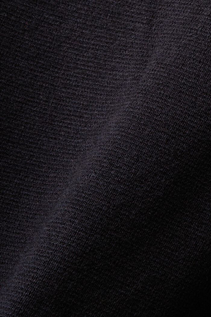 Cárdigan con cuello de pico y mezcla de lana, ANTHRACITE, detail image number 4
