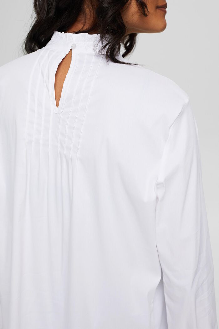 Blusa con ribetes y cuello de volantes, WHITE, detail image number 2