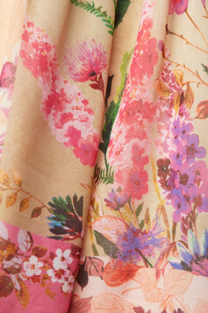 Reciclado: vestido de gasa con motivo floral, PINK FUCHSIA, detail image number 4