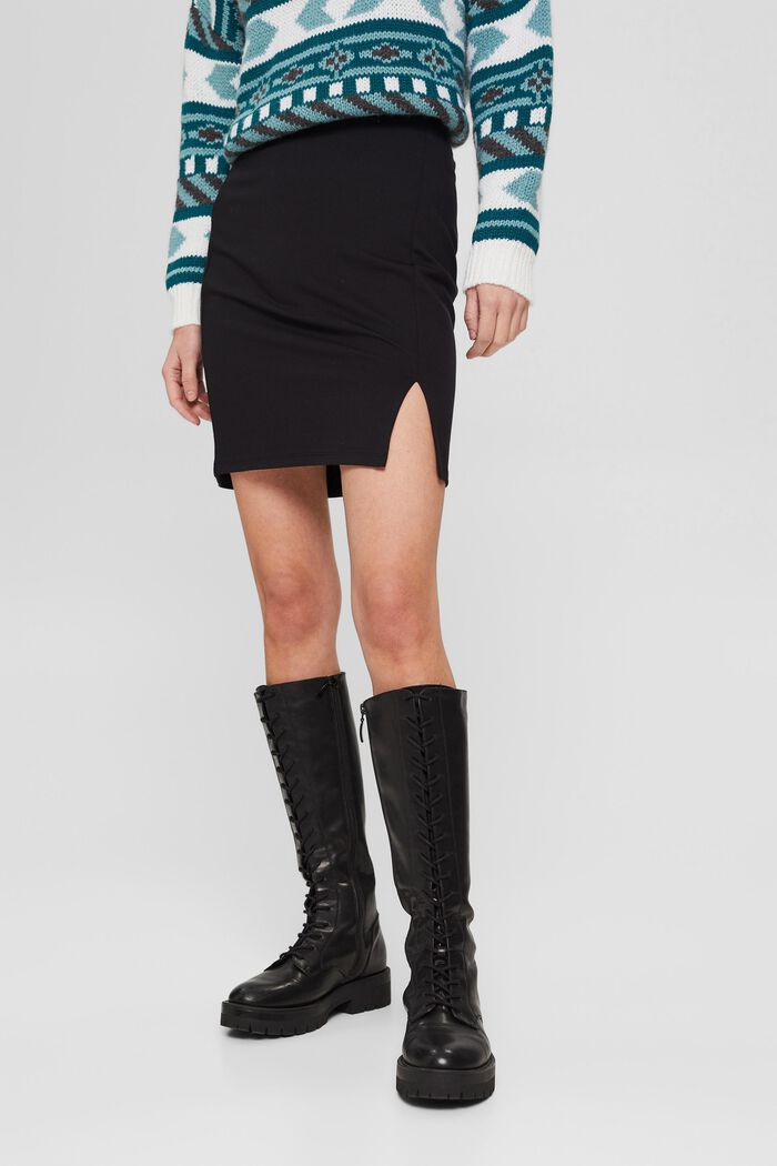 Minifalda en jersey de punto, LENZING™ ECOVERO™, BLACK, detail image number 0
