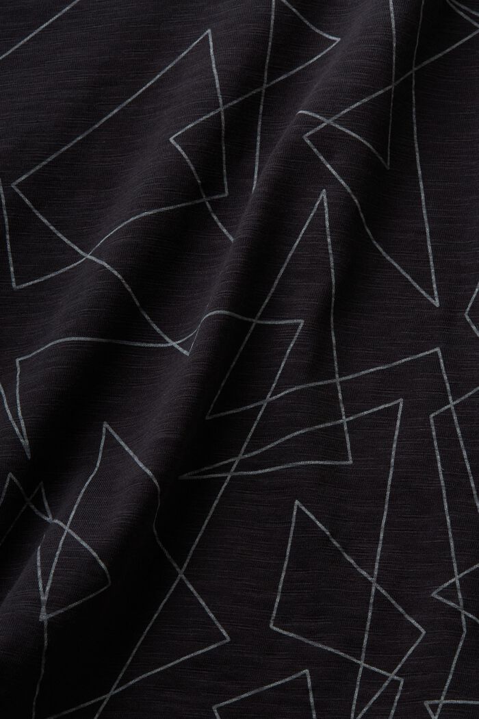 Camiseta de algodón estampada con cuello en pico, BLACK, detail image number 5