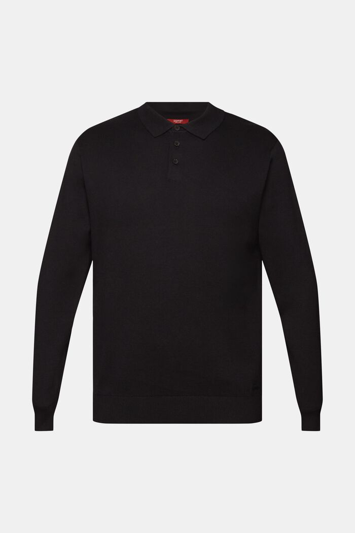 Jersey de punto con un cuello estilo polo, TENCEL™, BLACK, detail image number 6