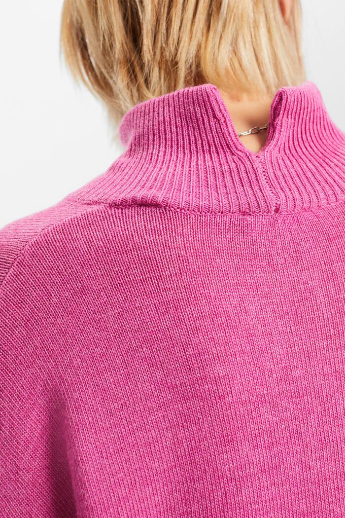 Jersey en mezcla de lana con cuello alto, PINK FUCHSIA, detail image number 1