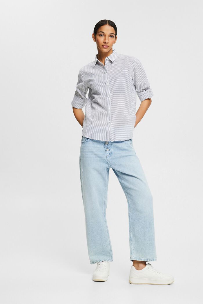 Blusa camisera con rayas, 100% algodón, WHITE, detail image number 1