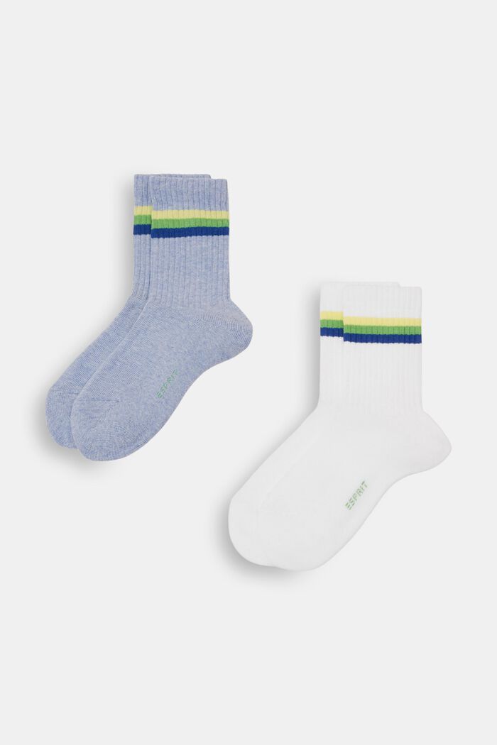 2 pares de calcetines acanalados a rayas, BLUE/WHITE, detail image number 0