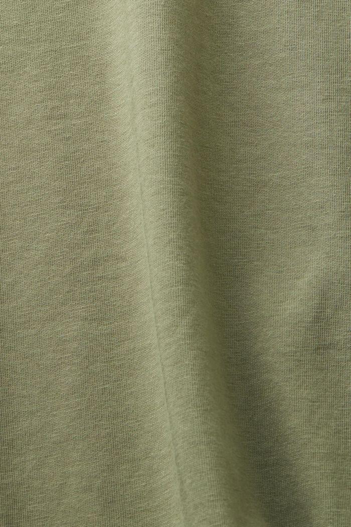 Camiseta de algodón con cuello redondo, LIGHT KHAKI, detail image number 4