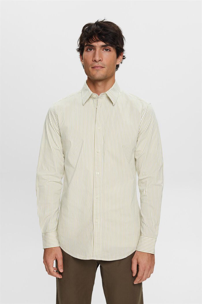 Camiseta de popelina de algodón a rayas, PISTACHIO GREEN, detail image number 1