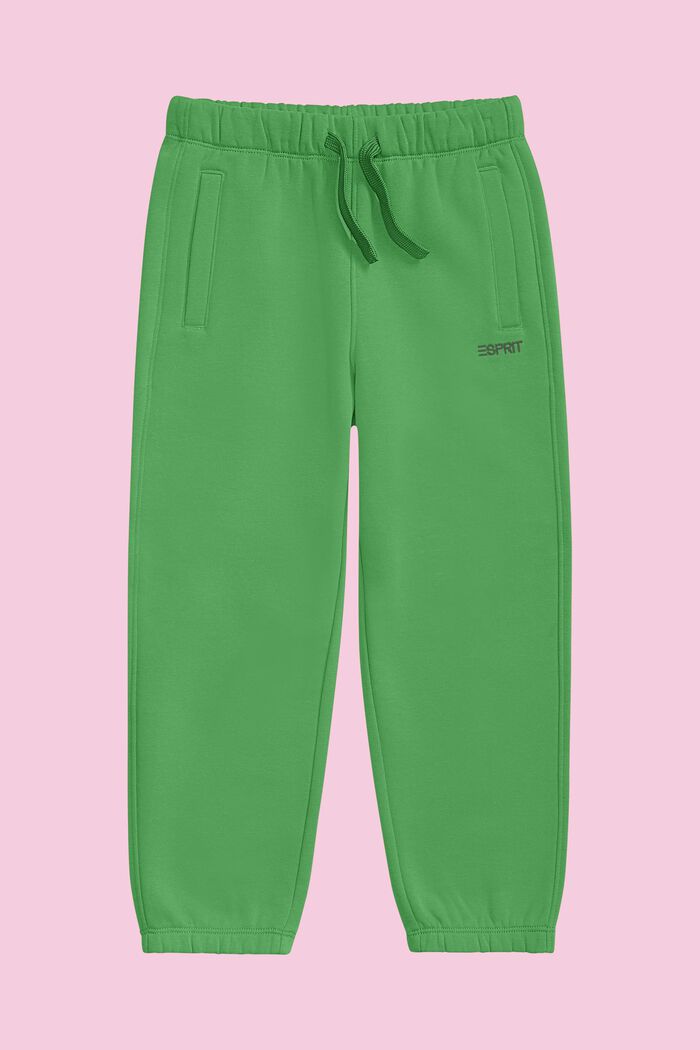 Pantalones deportivos en mezcla de algodón con logotipo, GREEN, detail image number 1