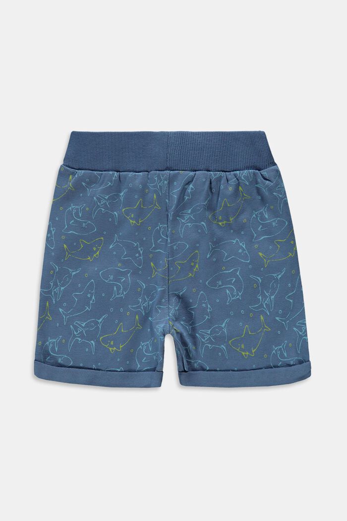 Shorts de jersey en algodón ecológico con estampado, GREY BLUE, detail image number 1