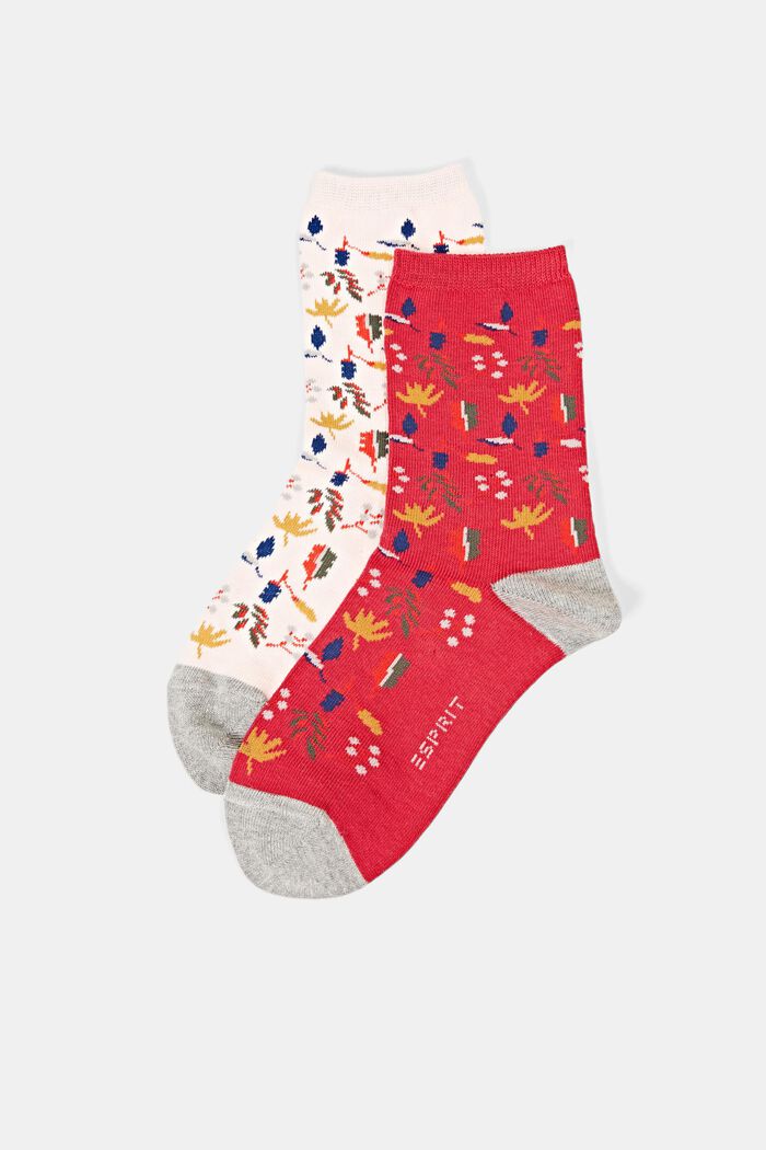 Pack de dos pares de calcetines en mezcla de algodón ecológico, ROSE/RED, detail image number 0