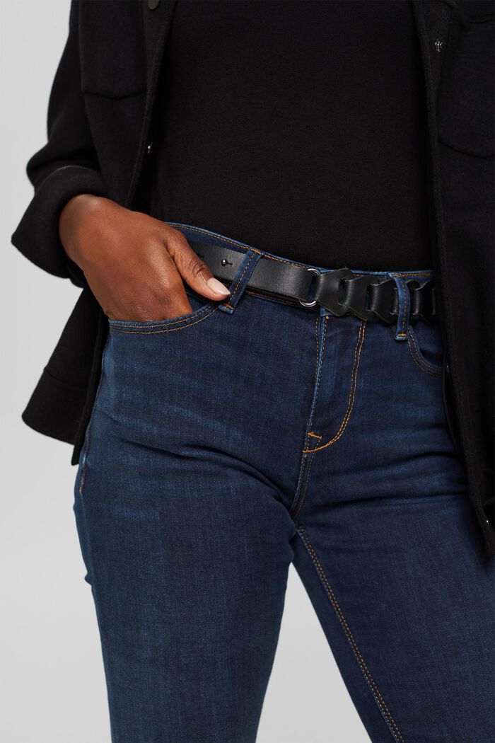 En piel: cinturón con acabado trenzado, BLACK, detail image number 2